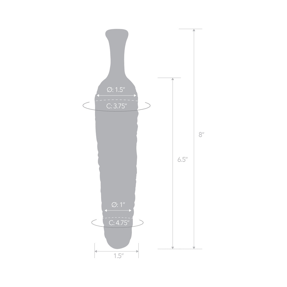 Glas Cornstar 8 inches Glass Dildo dimensions diagram showcasing size and shape features.
