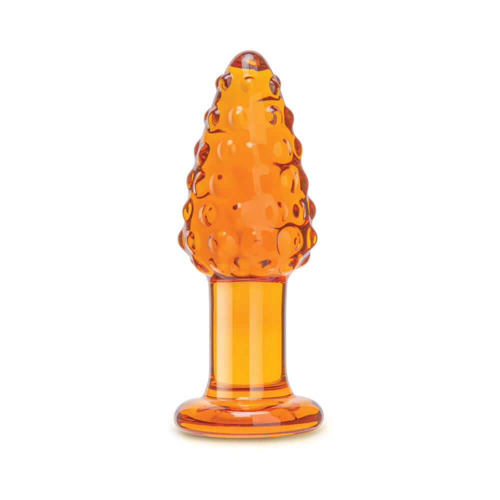Glas Cornstar 4 inches Glass Butt Plug in orange color, textured corn-on-the-cob design for playful pleasure.
