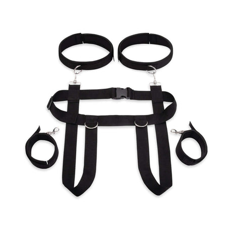 Lux Fetish Position Pal Harness with adjustable straps and thigh cuffs for enhanced intimacy.