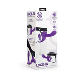 Together Lock-In Dual-Ended Vibrating Strap-on & Harness Set packaging showcasing design and features.