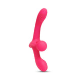 Together Double Tap Dual-Ended Vibrating Strapless Strap-on in vibrant pink color, designed for couples' intimate pleasure.