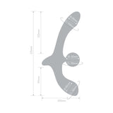 Dimensions of Together Double Tap Dual-Ended Vibrating Strapless Strap-on showing 215mm height and 100mm width.