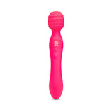 Together Tri Delight Dual-Ended Triple Stim Wand Rabbit Vibrator in vibrant pink color with textured tip.