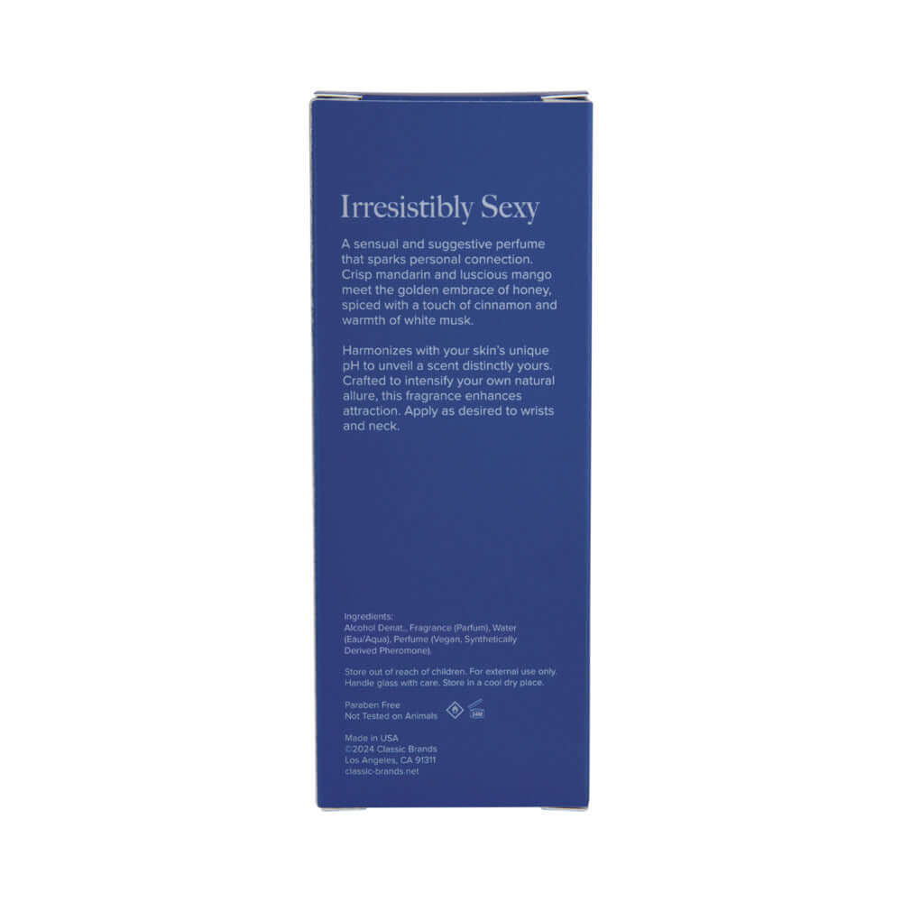 Pure Instinct Pheromone Perfume Spray True Blue 0.31 Oz packaging with seductive description and ingredients.