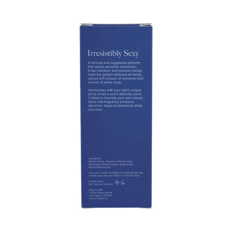 Pure Instinct Pheromone Perfume Spray True Blue 0.31 Oz packaging with seductive description and ingredients.