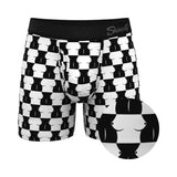 Shinesty Chest Mate Checkered Ball Hammock Pouch Underwear L featuring bold black and white checkered design.