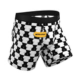 Shinesty Chest Mate Checkered Ball Hammock Pouch Underwear L featuring a black and white checkered design with a fly.