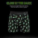 Shinesty Bare Back Bones Ball Hammock Pouch Underwear Small glow-in-the-dark skeleton print on black background.