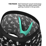 Shinesty Bare Back Bones Ball Hammock Pouch Underwear Small showcasing Ball Hammock technology and playful skeleton print.
