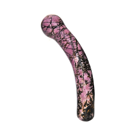 Chakrubs Anahata Curve Rhodonite Wand made of pure rhodonite crystal for heart chakra balancing.