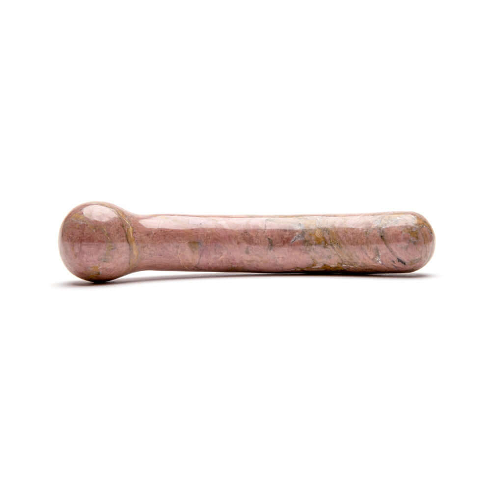 Chakrubs Anahata Curve Rhodonite Wand, a pink rhodonite crystal pleasure tool designed to enhance emotional balance.