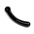 Chakrubs Xaga Curve Obsidian Wand on a white background, showcasing its smooth, glossy black surface and curved design.