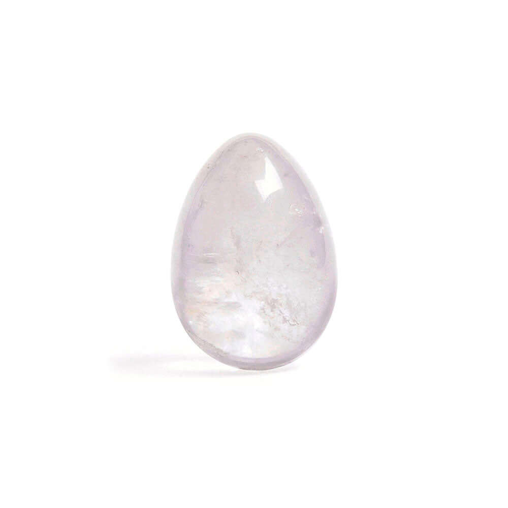 Chakrubs Prism Yoni Egg Clear Quartz non-drilled, handcrafted crystal tool for pelvic floor strength.