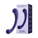 FemmeFunn Dual Stimulating Arc Vibrator Aluna Dark Purple in packaging for enhanced pleasure.