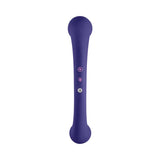 FemmeFunn Dual Stimulating Arc Vibrator Aluna Dark Purple, a sleek, dual-ended vibrator with user-friendly controls.