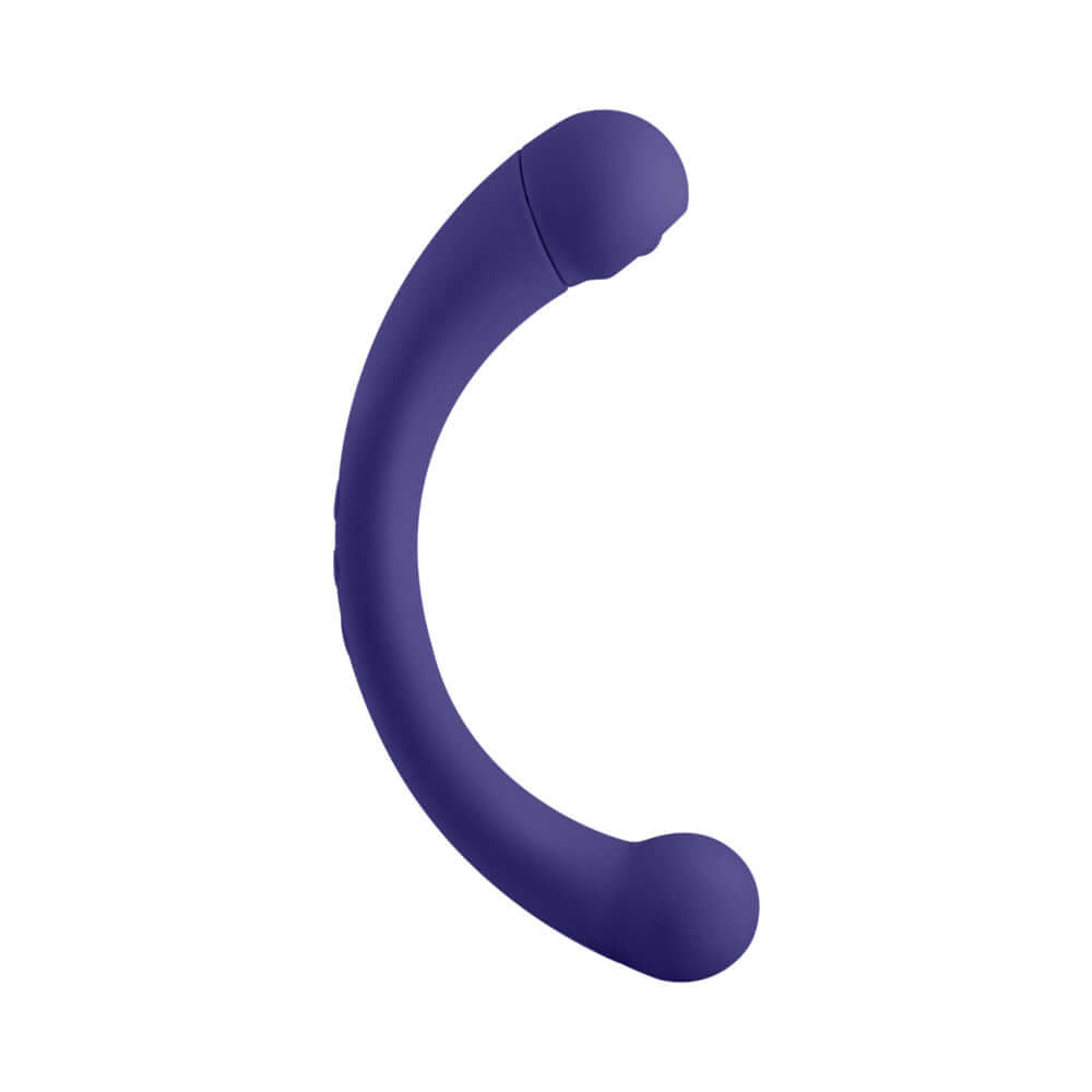 FemmeFunn Dual Stimulating Arc Vibrator Aluna Dark Purple side view showing its sleek design.