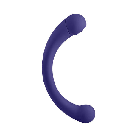 FemmeFunn Dual Stimulating Arc Vibrator Aluna Dark Purple side view showing its sleek design.