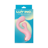 Luv Inc Rotating Orb Rabbit Light Pink vibrator in packaging design with blue background.