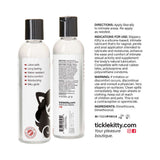 Slippery Kitty Silicone Lubricant 4 Oz bottle with directions and ingredients on packaging.