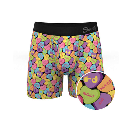 Shinesty The Candy Crush Candy Hearts Underwear with Fly XL featuring playful heart designs and supportive pouch.