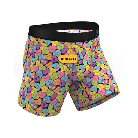 Shinesty The Candy Crush Candy Hearts Underwear with Fly XL in colorful heart pattern design.