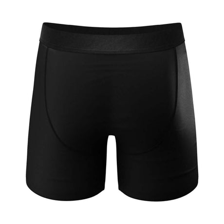 Shinesty The 009 Black Tuxedo Pouch Underwear with Fly L, back view of black boxer briefs.