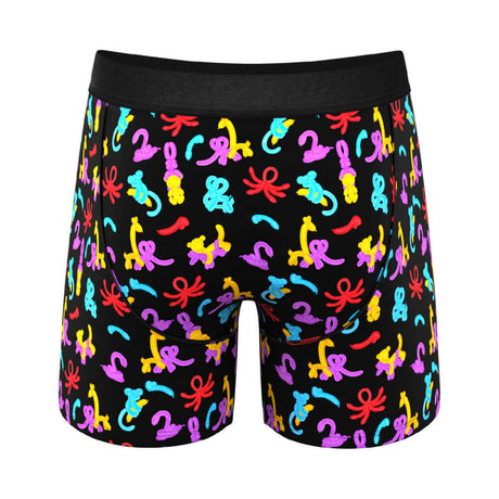 Shinesty The Knot Tonights Balloon Pouch Underwear with Fly M in colorful balloon print design.