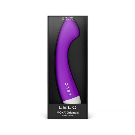 LELO MOKA Originals G-spot Vibrator in elegant packaging, showcasing its sleek design and remote control feature.