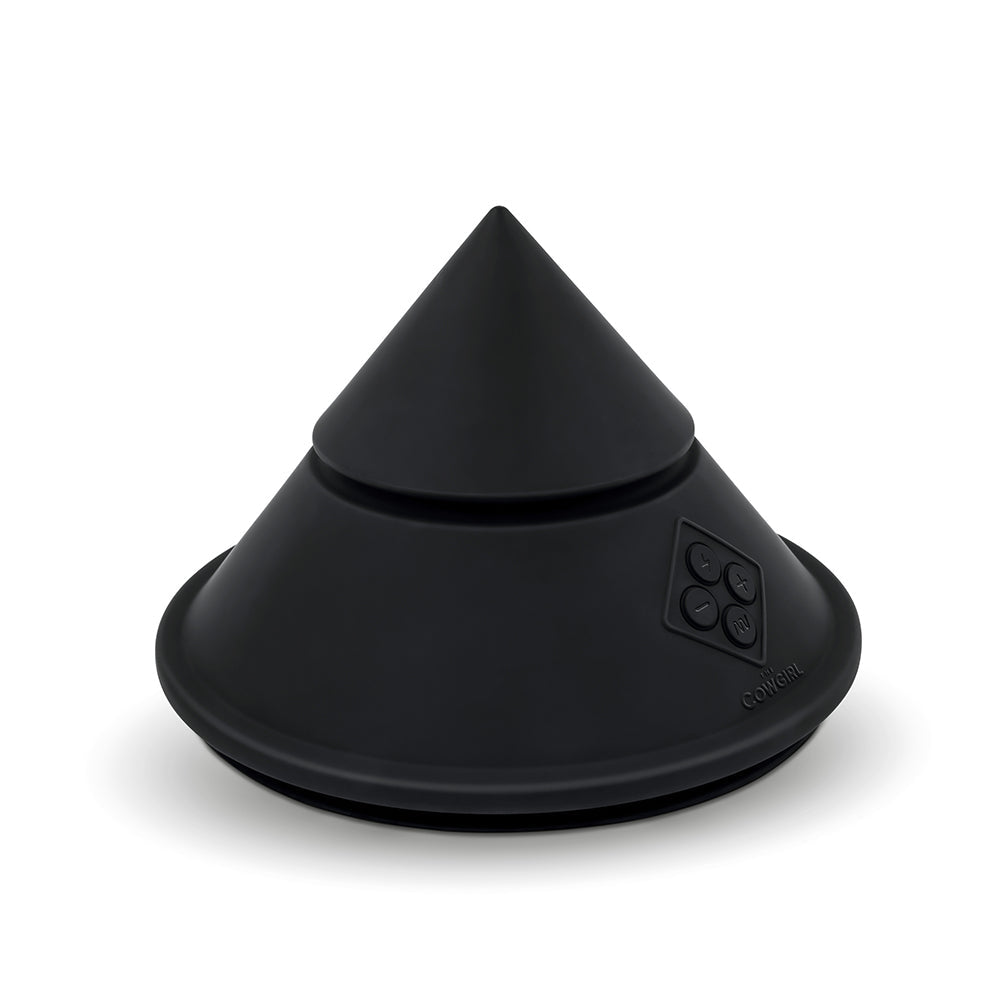 Cowgirl Cone Premium Sex Machine with App and Remote Control - Black silicone design for ultimate pleasure.