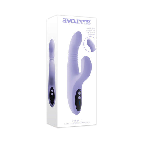 Evolved Pep Talk G-spot Clitoral Vibrator packaging showcasing its innovative design and functionality.
