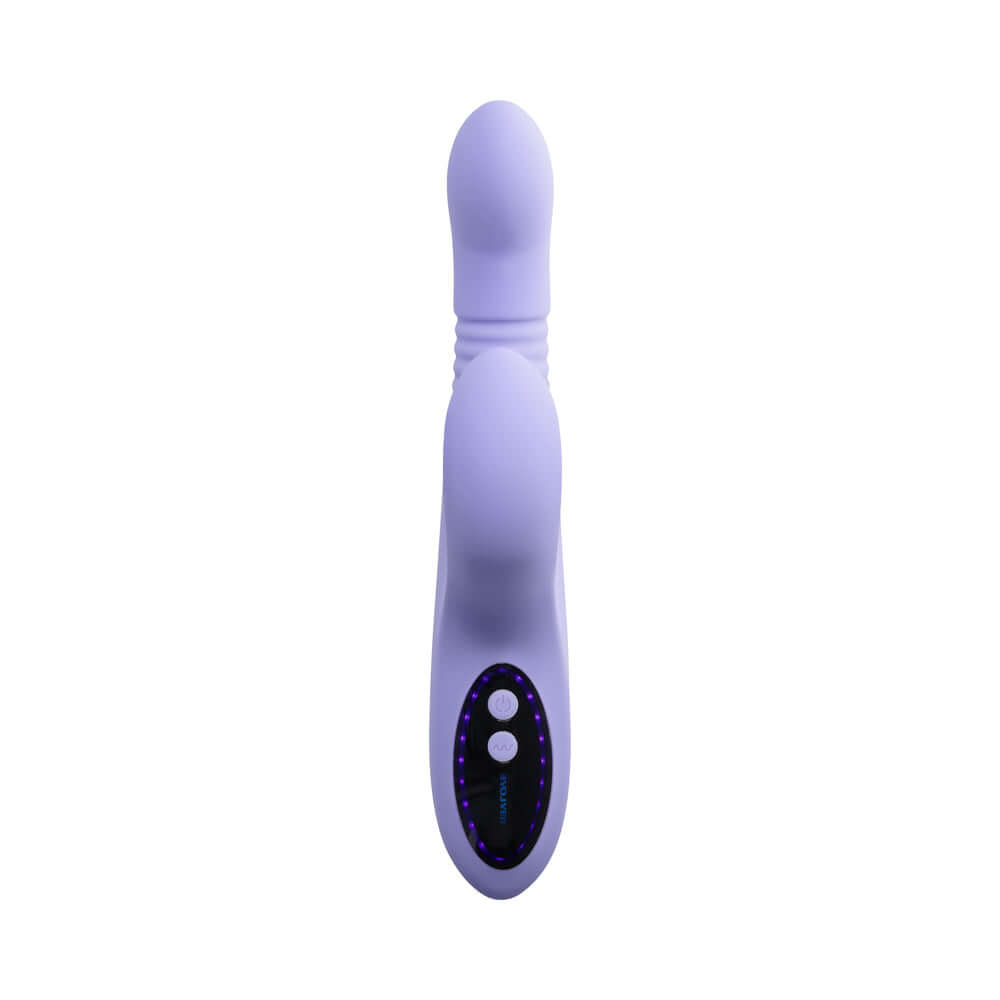 Evolved Pep Talk G-spot Clitoral Vibrator in soft purple color with thrusting and vibration features.