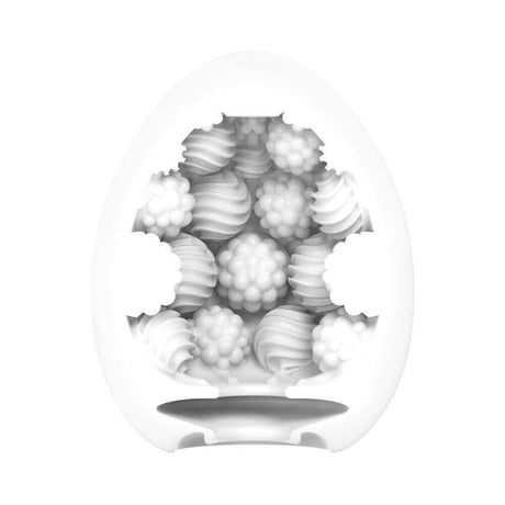 Tenga Egg Bouncy Stroker showcasing its unique internal texture for enhanced stimulation.