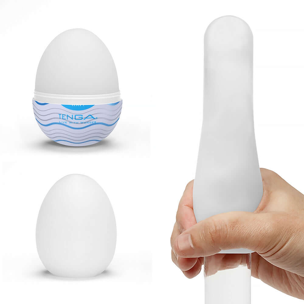 Image of Tenga Egg Bouncy Stroker showcasing its compact design and flexible material for enhanced stimulation.