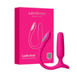Lovense Lush Anal App-controlled Compact Powerful Butt Plug in vibrant pink packaging with product displayed.