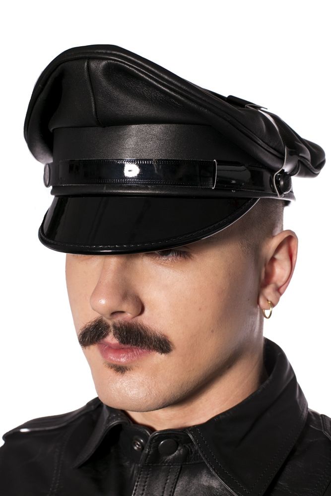 Prowler RED Military Cap Black Large 59cm worn by a model, showcasing a confident masculine style.