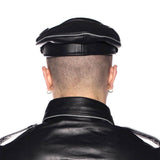 Back view of a person wearing a Prowler RED Military Cap Grey Large 59cm and a black leather jacket.