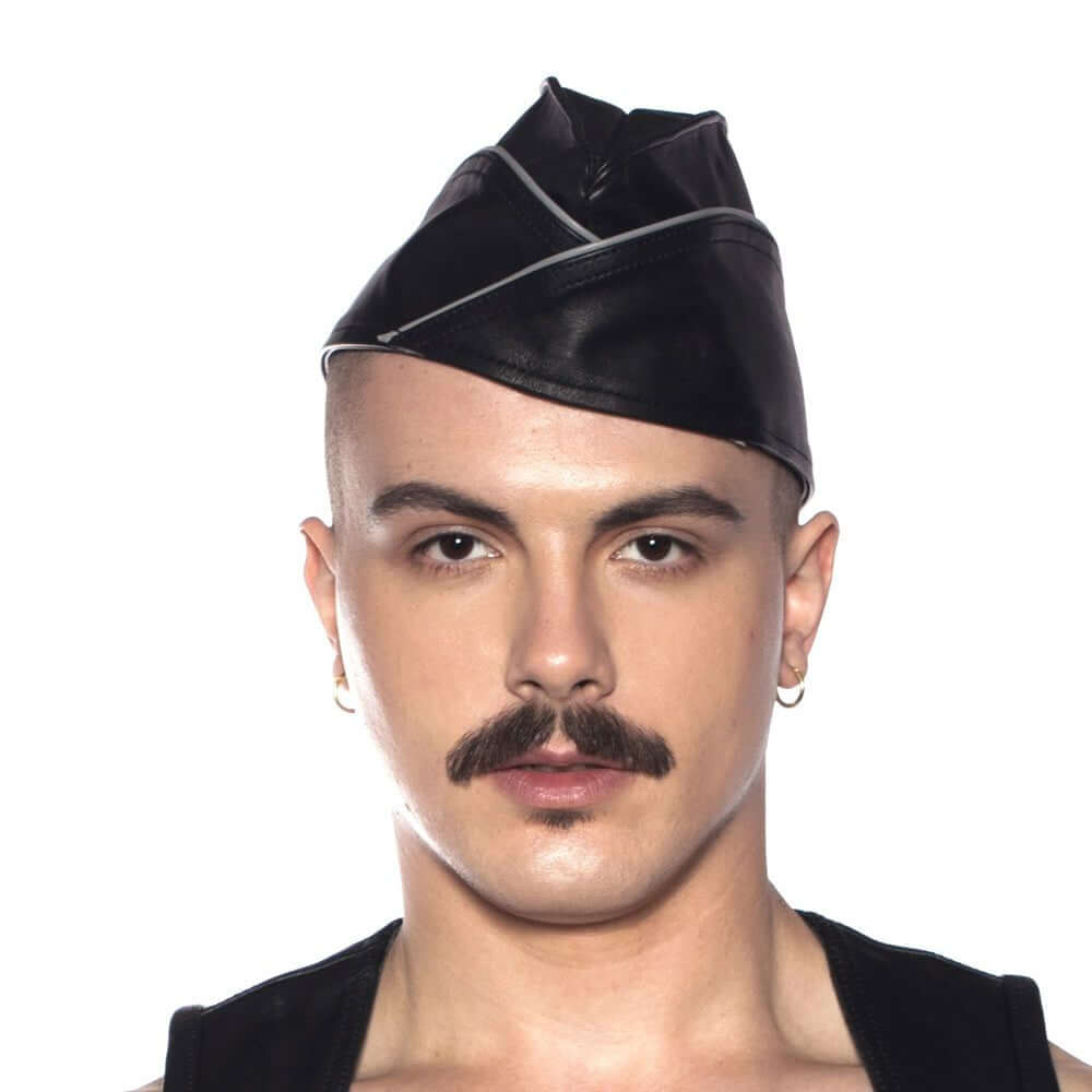 Prowler RED Triangle Cap Grey 59cm Large worn by a model exuding style and confidence.
