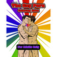 Wood Rocket The Gay Porn Coloring Book cover featuring two men kissing, designed for adults only with colorful background.