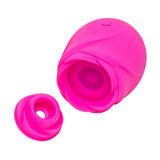 Romp Rose 2.0 Air Suction Stimulator in vibrant pink with a detachable rose-shaped tip for customizable pleasure.