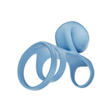 Svibe Snail Jovi Arc Couples Ring Vibrator Blue Haze displayed at an angle, featuring its unique contoured design.