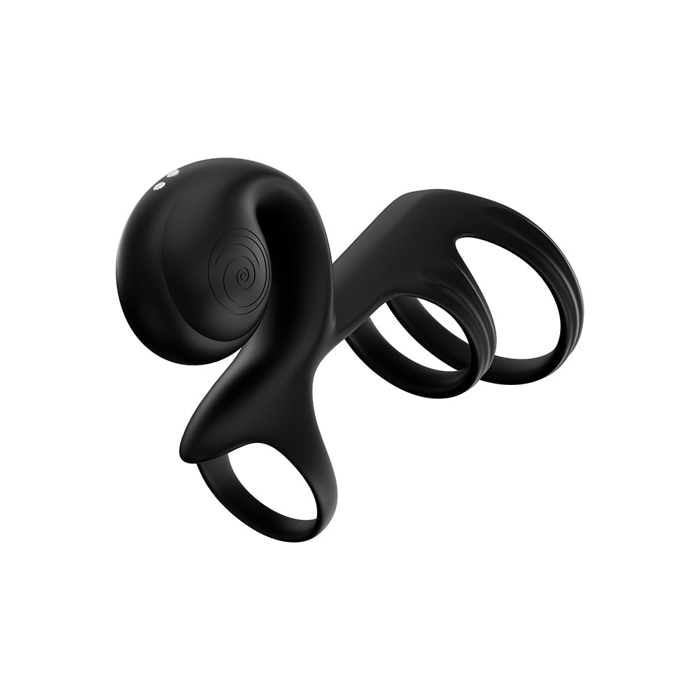 Svibe Snail Jovi Arc Couples Ring Vibrator Noir Haze in sleek black design, showcasing innovative contoured shape.