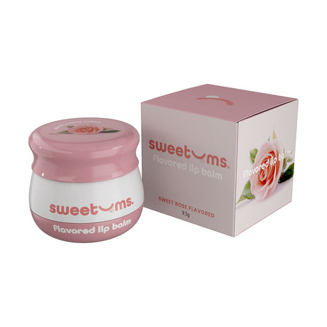 Sweetums Flavored Lip Balm Sweet Rose product image showcasing the jar and packaging.