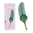The Pleasure Company Cleo Vibrating Tickler Green with elegant packaging and unique design for sensual play.