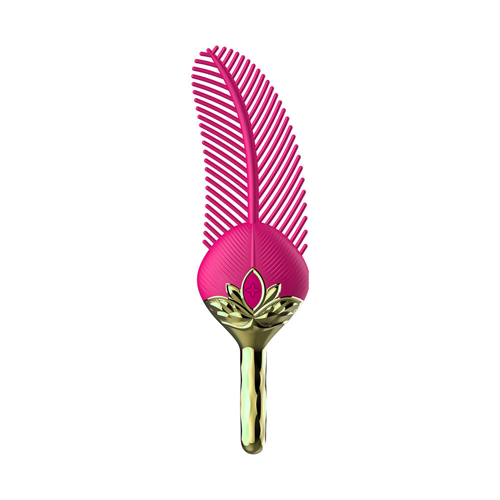 The Pleasure Company Cleo Vibrating Tickler Pink with silky-soft feathers and a luxurious design.