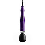 Doxy Die Cast Max Plug-in Wand Massager Purple with solid body and control buttons.