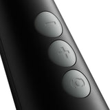 Doxy Die Cast Compact Cordless Wand Black buttons showing speed and power settings for optimal experience.