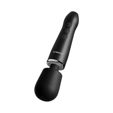 Doxy Go Travel-sized Wand Massager Black offering powerful performance in a compact design for travel and convenience.