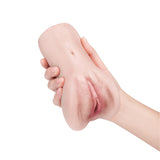 Me You Us 1 Hole Silicone Male Masturbator Stroker held in hand showcasing realistic texture and design.
