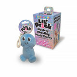Lil Pricks Mystery Box Plush Penis Keychain in blue with keychain hook and colorful packaging.