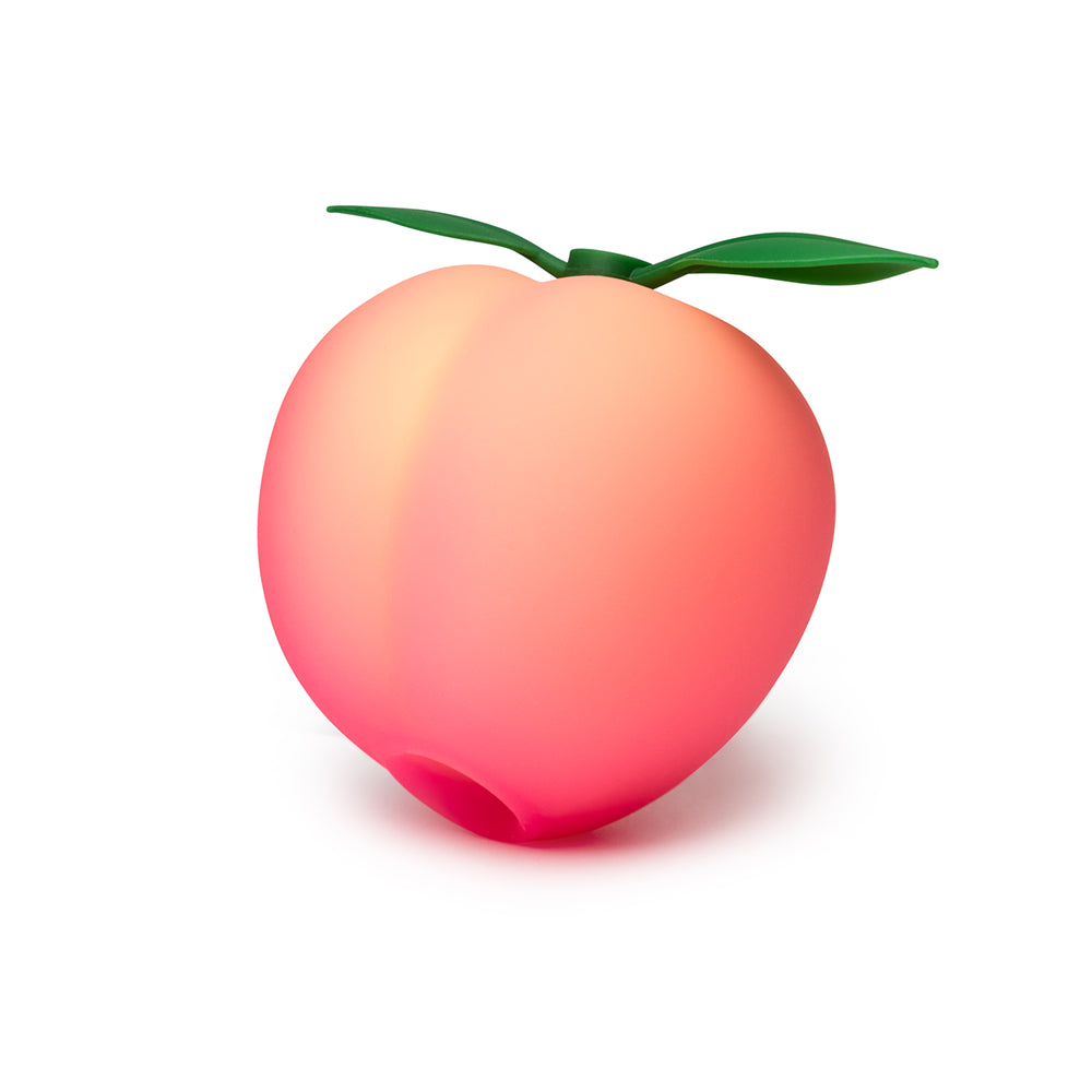 Romp Pink Peach Air Suction Clitoral Stimulator designed in a playful peach shape, made of body-safe silicone.